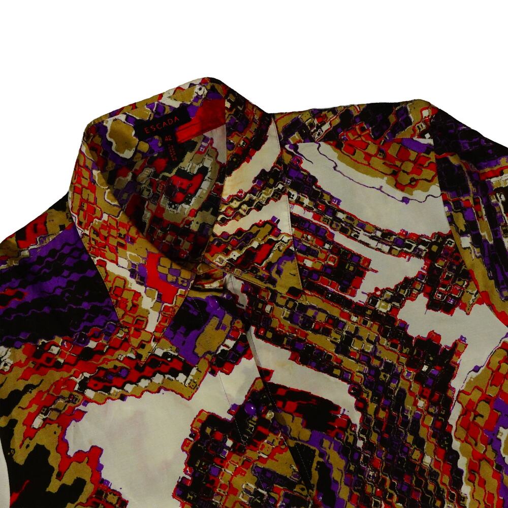 Escada Paisley Silk Cotton Button Up Blouse Long Sleeve Ladies Size 42 - Picture 2 of 7